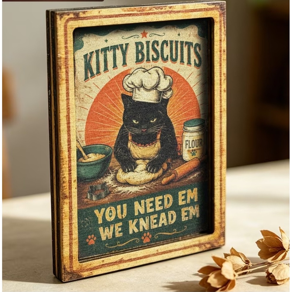 Kitty Biscuits Black Cat Baker Vintage Style Refrigerator Magnet